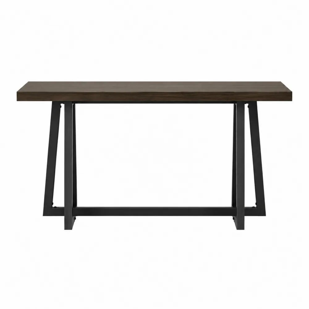 Tavolo consolle rettangolare 120 cm x 40 cm x 80 cm in MDF effetto legno scuro e acciaio nero