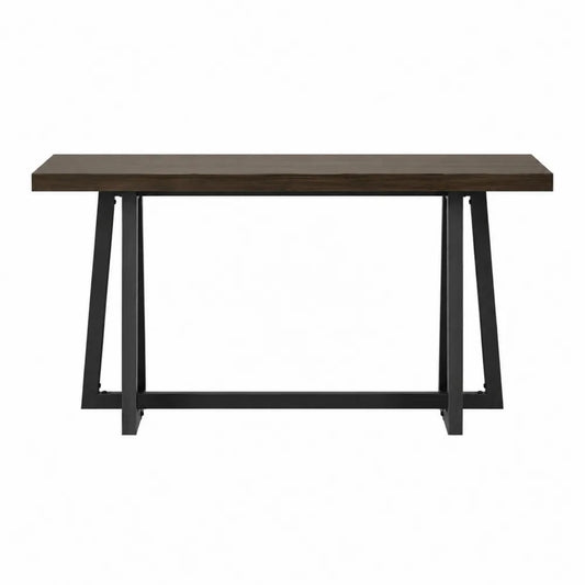 Tavolo consolle rettangolare 120 cm x 40 cm x 80 cm in MDF effetto legno scuro e acciaio nero