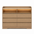 Cassettiera 6 cassetti in MDF finitura rovere chiaro con vano aperto e illuminazione LED 120 x 40 x 80 cm struttura moderna
