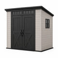 Casetta da giardino in resina PVC effetto legno con struttura in acciaio zincato doppia porta e finestra laterale 200 cm x 150 cm x 210 cm